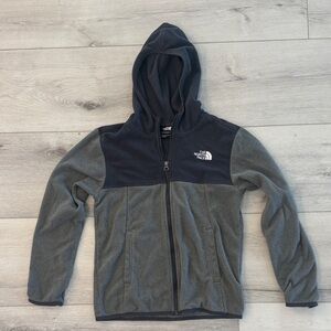 The North Face Black and Gray Hooded Fleece Jacket